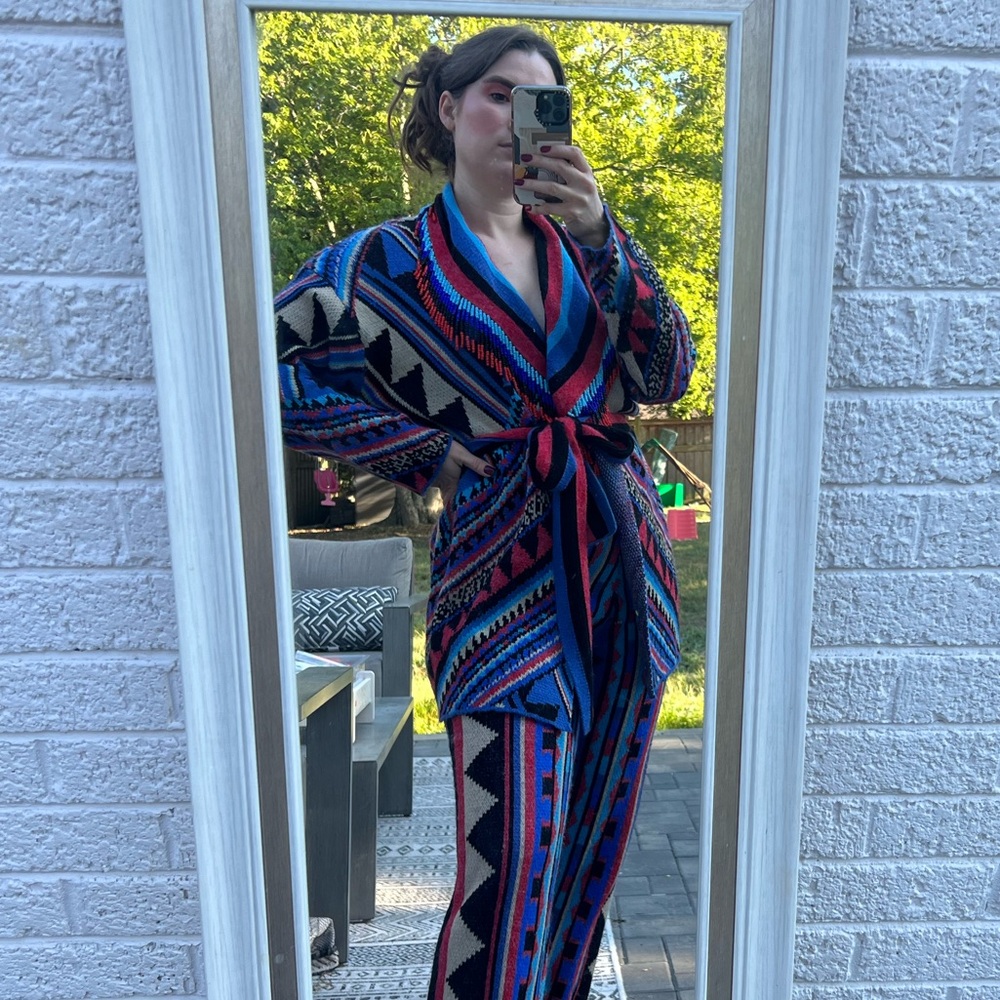 FARM Rio Multicolor Geometric Cardigan and Pants